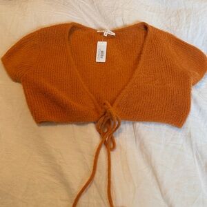 Cozy Orange V-Neck Knit Top